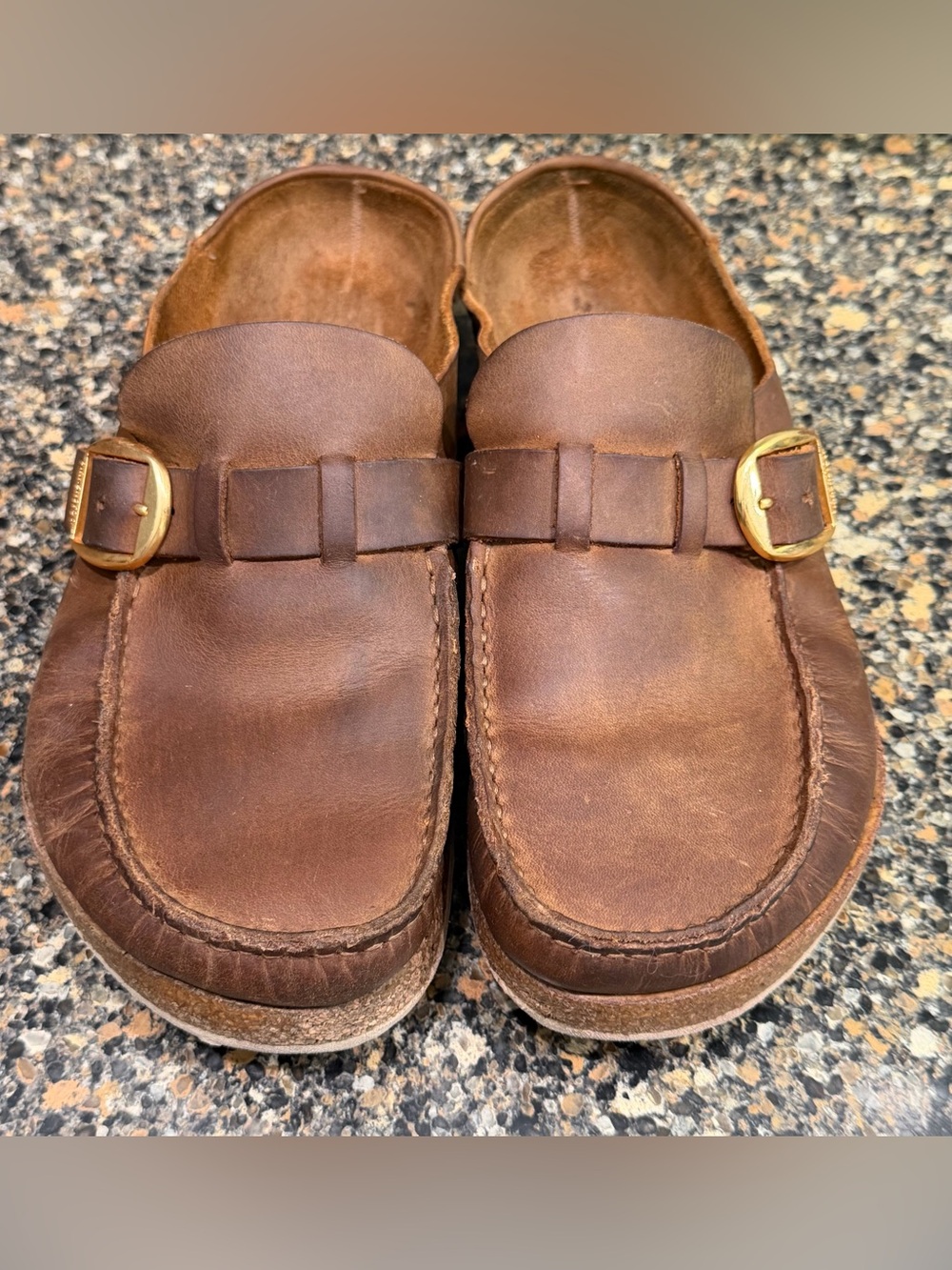 Birkenstock Buckley Brown Leather Slip-On Buckle Loafers 42